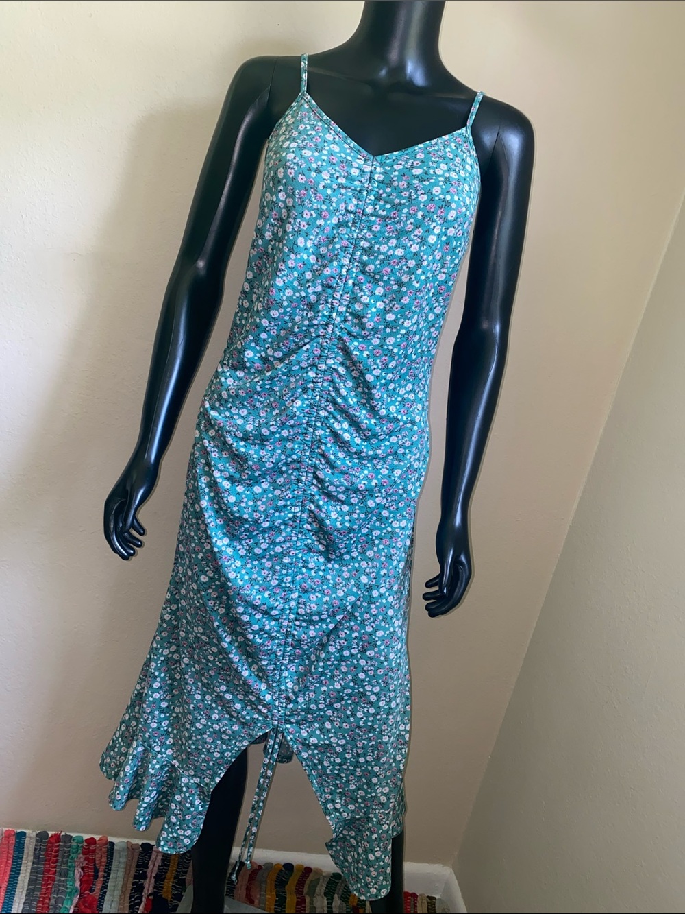 Liberty Love Teal Ruched Floral Maxi Dress - Picture 10 of 12